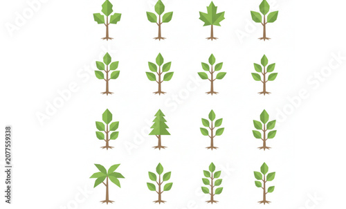 Minimal Tree Sapling Vector Set Growth Renewal Nature Icons