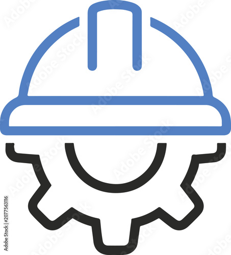 Blue Hard Hat with Gear Icon