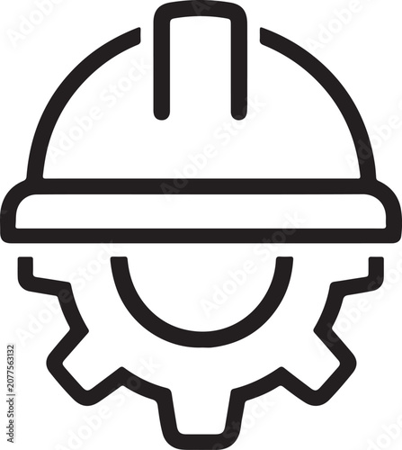 Construction Helmet with Gear Icon