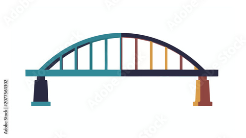 Stylized Modern Bridge Illustration with Architectural Elements