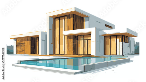 Modern contemporary house with swimming pool and minimalist design