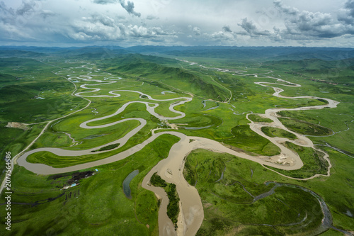 Aerial Panorama of Manzetang Wetland in Zoige Prairie, Aba, Sichuan