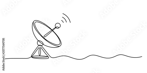 Photos Satellite dish antenna drawing in a continuous single line style