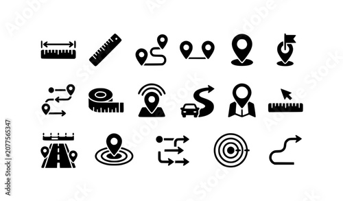 Принти на полотні Distance Icons Set Modern Navigation And Measurement Vector Symbols
