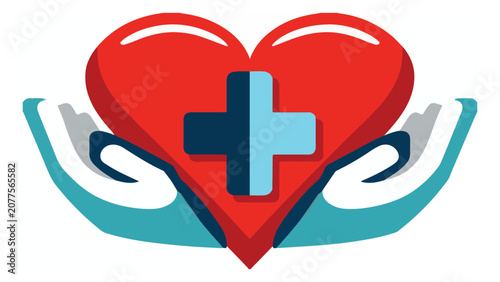 Healthcare and Medical Support with Heart and Hands Illustration