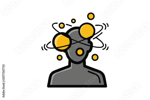 Dizziness and Vertigo Icon Illustration with Spinning Circles