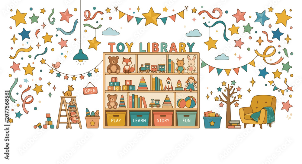 Naklejka premium This charming vector illustration depicts a whimsical 