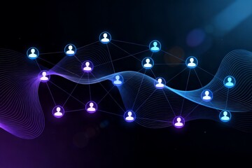 Abstract network of connected icons