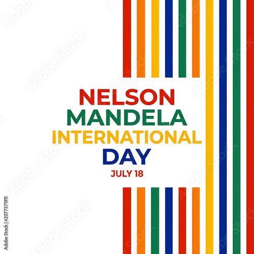 Nelson Mandela International Day colorful stripes logo
