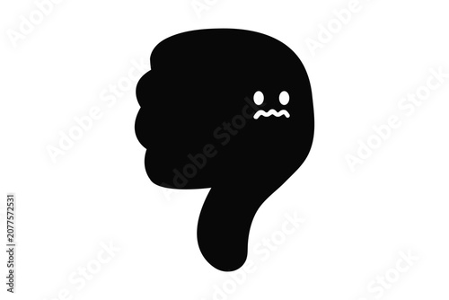 Schilderij op canvas Sad face icon with downward thumb gesture