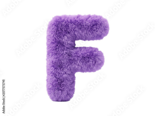 Letter F displayed on isolated transparent background. Fluffy alphabet design for typography and creative projects.