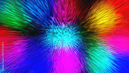 Obraz na płótnie Abstract background featuring a vibrant multi color explosion of sharp extruded