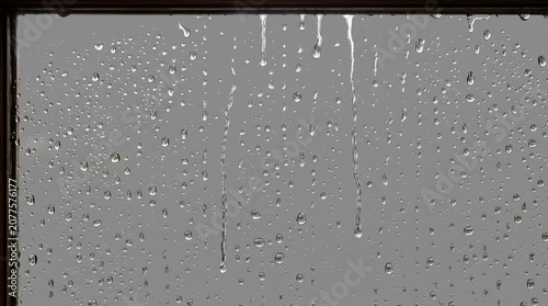 Realistic transparent scattered dew or rain water drops on wet clear window glass surface crystal clarity overlay with water-drop, dripping, droplets, liquid drop effect on PNG background