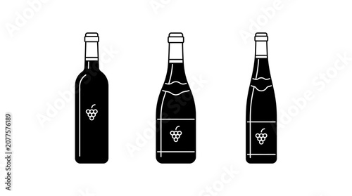 Wine bottles with grape logo.