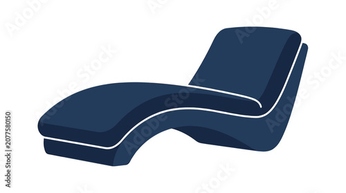 Obraz na płótnie Modern Blue Chaise Lounge Chair, Minimalist Design, Isolated on White Background