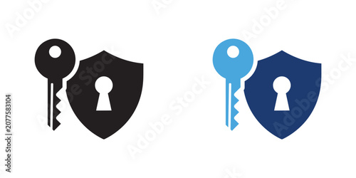 Security key and shield icons for data
