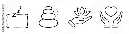 Quadro su tela Wellness and relaxation icons showing sleep and care