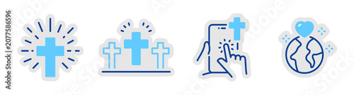 Canvas Print Religious cross icons depicting faith and global charity symbols