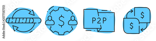 Fotografija Peer to peer payment and transaction icons for finance