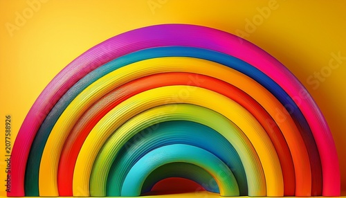 Vivid Abstract Colored Arcs On Bright Yellow Background