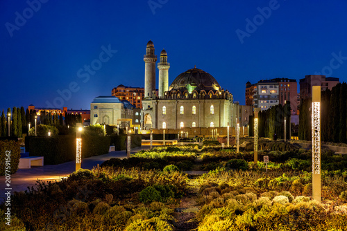 Taza Pir Mosque Illuminated at Night from Central Park