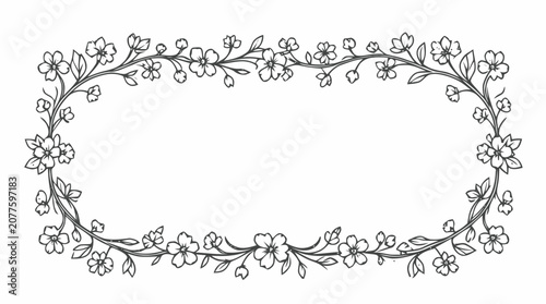 Ornate floral border frame design with delicate vines and blossoms.