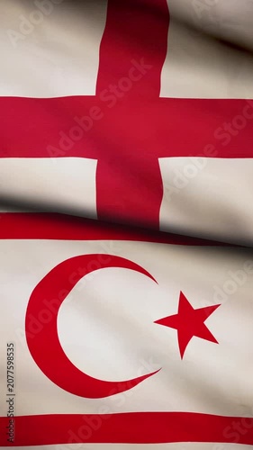 England and Turkish Republic of Northern Cyprus flag vertical