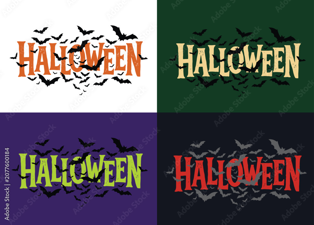 Obraz premium Halloween bats typography design elements