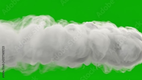 Fluffy Cloud Forming Against Bright Green Screen in Slow Motion