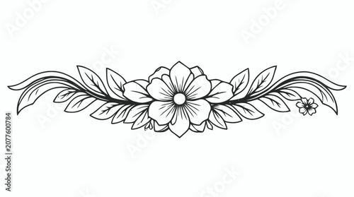 Elegant black and white floral decorative border illustration for design projects.