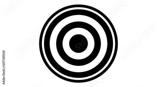 Minimalist black and white circular target icon featuring concentric rings with a bold graphic design style for modern visual communication