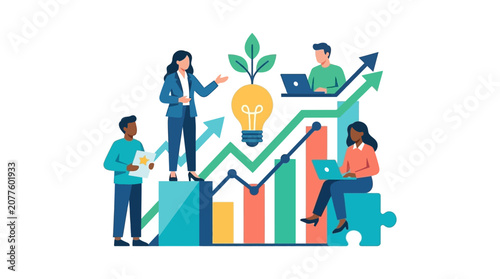 Team collaboration and business growth concept illustration.