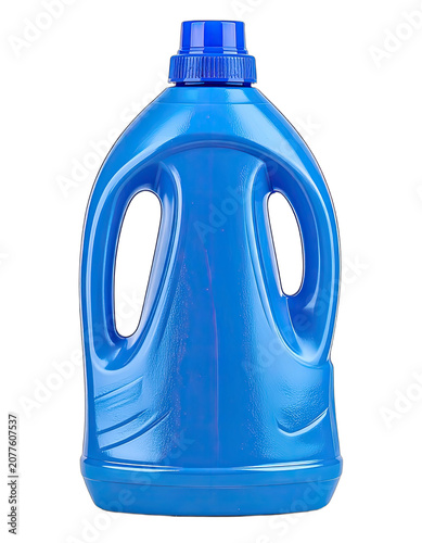 A blue plastic container with a handle on a black background.
