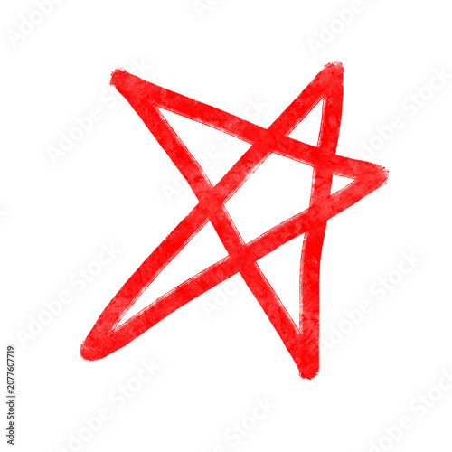 Red star pentagram outline hand drawn doodle sketch icon