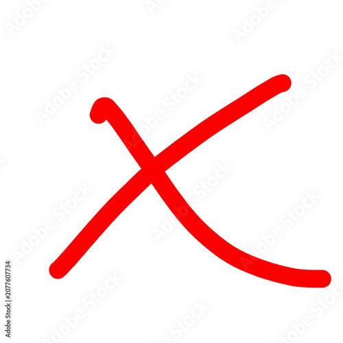 Red X cross mark hand drawn doodle sketch brush stroke