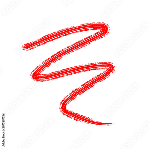 Red wavy scribble line zigzag doodle hand drawn stroke