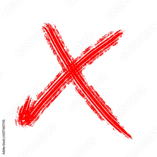 Red X cross mark bold brush doodle hand drawn sketch