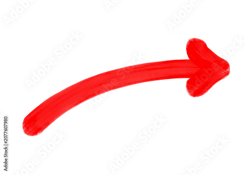 Red bold arrow pointing right brush stroke doodle icon