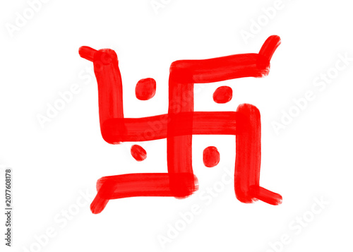 Red swastika Hindu auspicious symbol hand drawn doodle icon