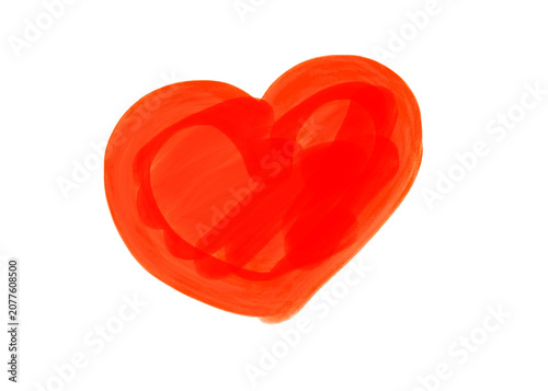 Red orange heart shape doodle hand drawn love symbol icon