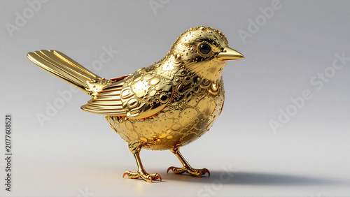 Metallic bird sculpture crafted in shiny gold finish