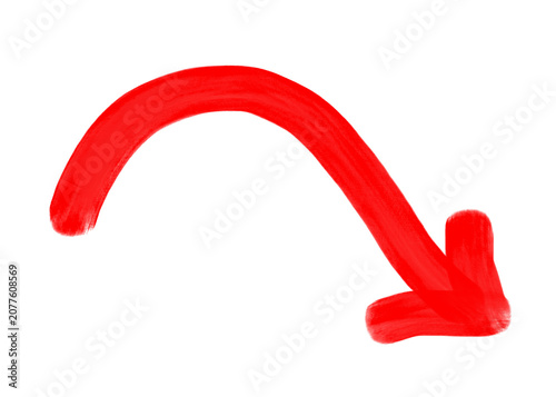 Red wavy curved arrow pointing right hand drawn sketch