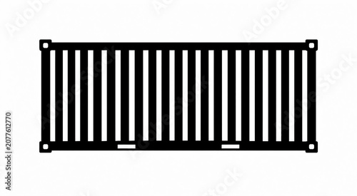 Professional Shipping Container Silhouette Isolated on White Background