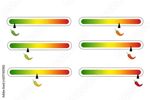 Foto Chili pepper heat meter set colorful vector graphic features spicy scale
