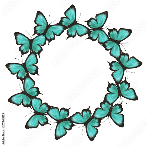 Elegant decorative butterfly frame with delicate wings and floral accents, perfect for invitations, greeting cards, wedding stationery, scrapbooking, prints, branding and seasonal designs