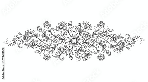 Intricate grayscale floral ornamental border design.