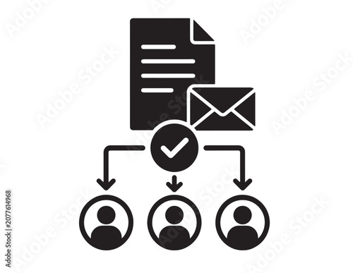 Konstfotografi Email marketing campaign document and recipient black glyph icon