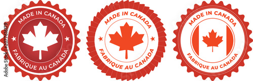 Canvastavla Set of made in canada product quality stamps and seals with canadian, national