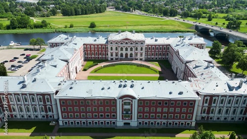 Drone vide of Jelgava Palace also called Mitau Palace in Jelgava city, Latvia