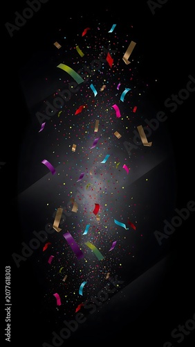 Colorful Confetti Explosion in Dark Background.
